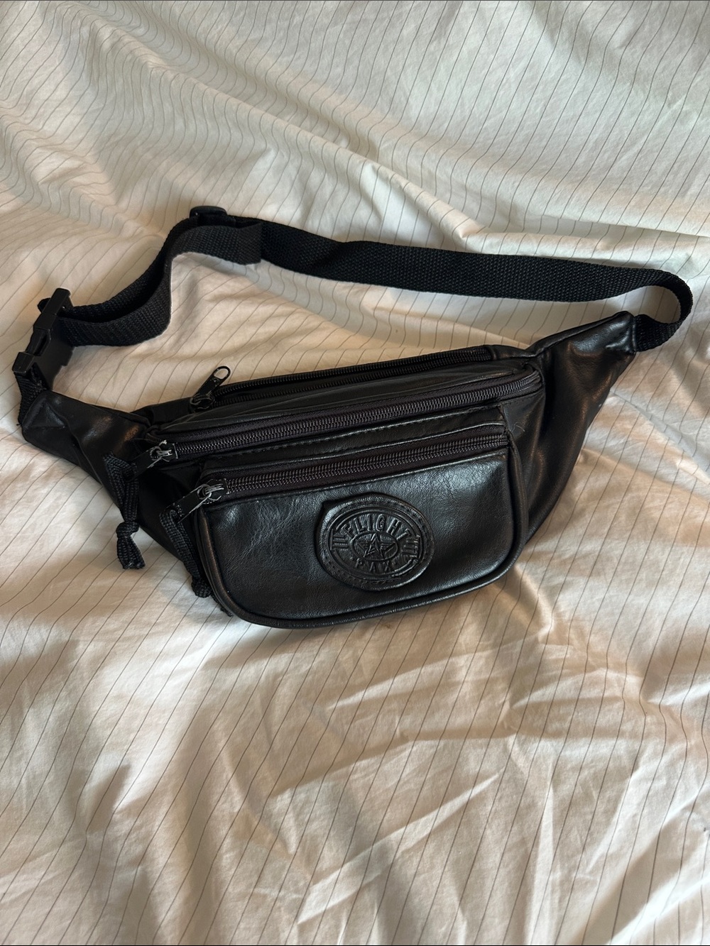 Flight Pax - Black Vegan Leather Waist Pack Fanny Pack
